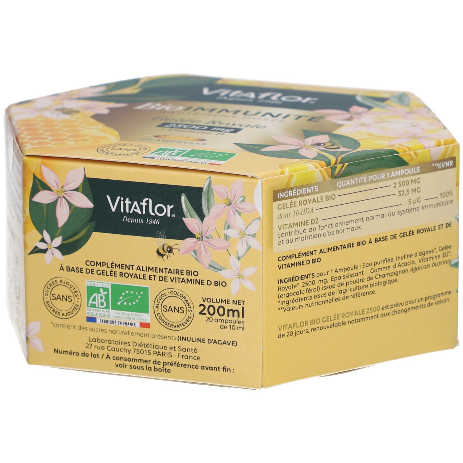 Vitaflor Gelée royale Bio 2500mg et vitamine D