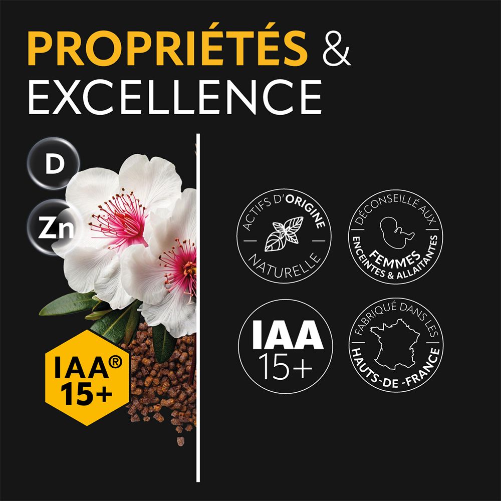 Certification IAA 15+. Ingrédients naturels. Déconseillé aux femmes enceintes/allaitantes. Herbesan.