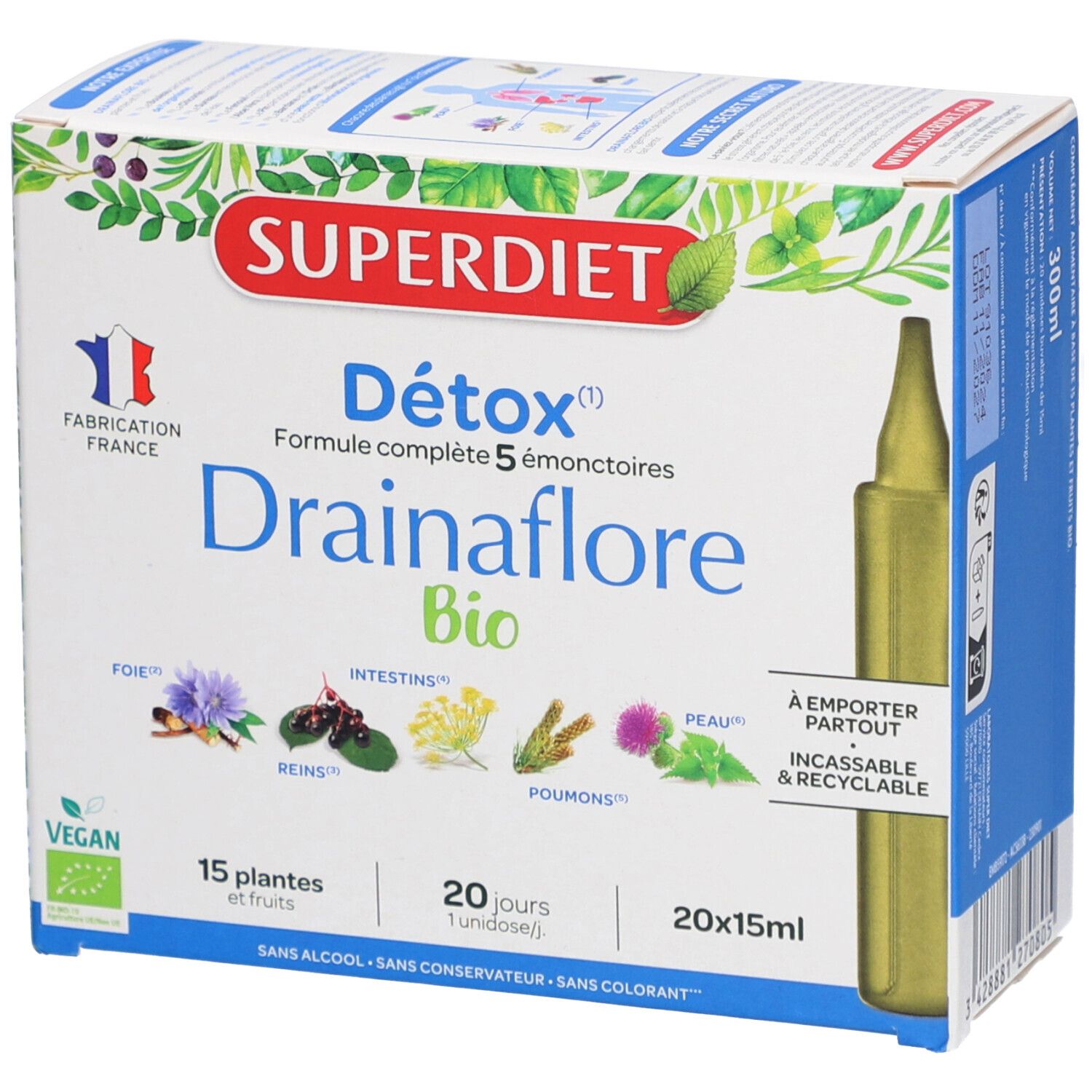 Superdiet Drainaflore Bio détox 5 émonctoires