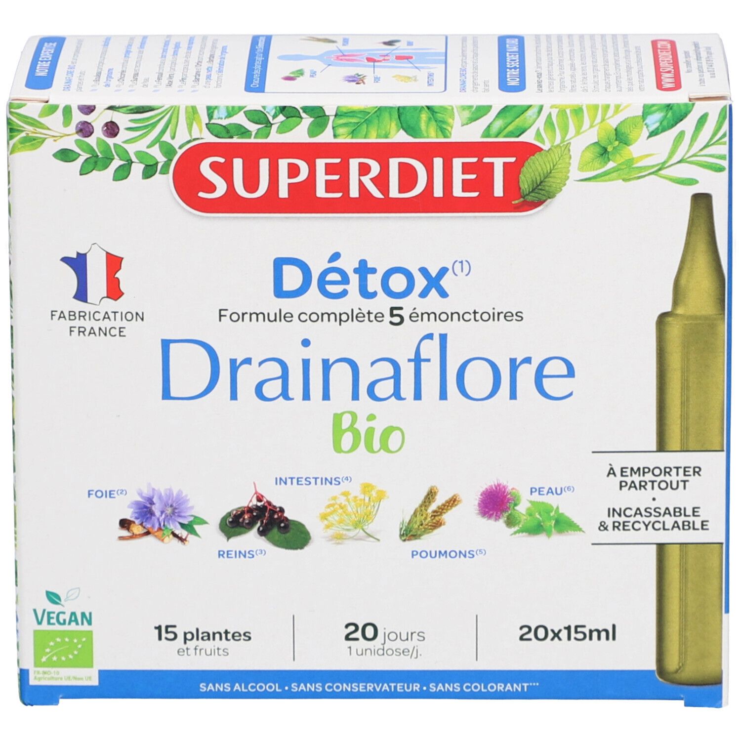 Superdiet Drainaflore Bio détox 5 émonctoires