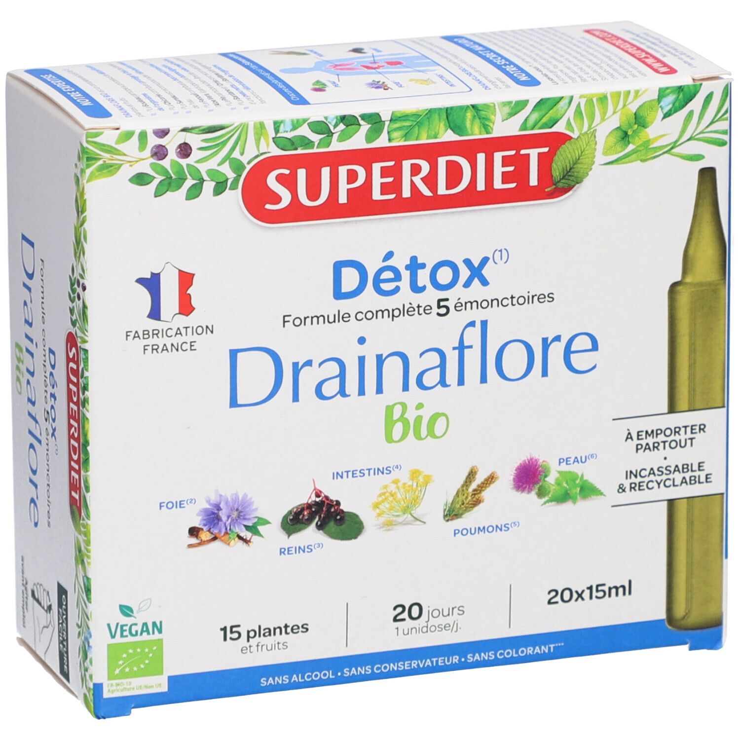 Superdiet Drainaflore Bio détox 5 émonctoires