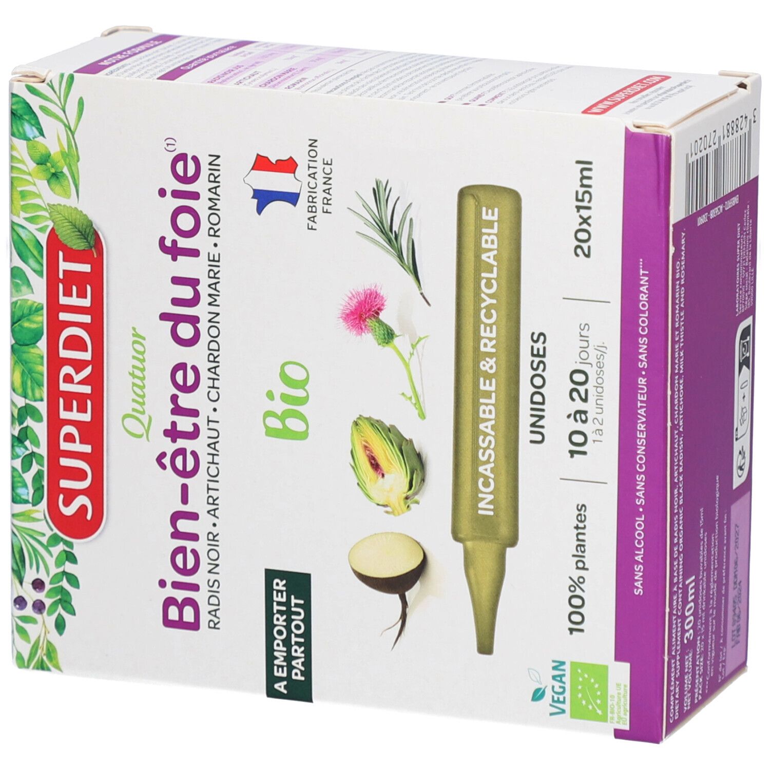 Superdiet Quatuor Bio Foie - Radis Noir, Artichaut, Chardon, Romarin