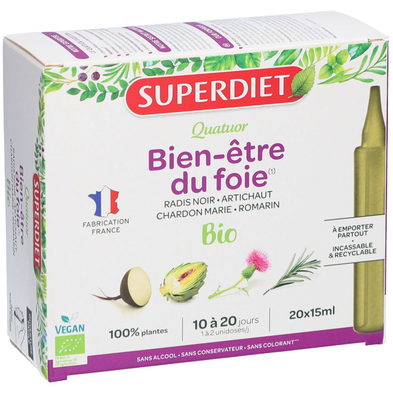 Superdiet Quatuor Bio Foie - Radis Noir, Artichaut, Chardon, Romarin