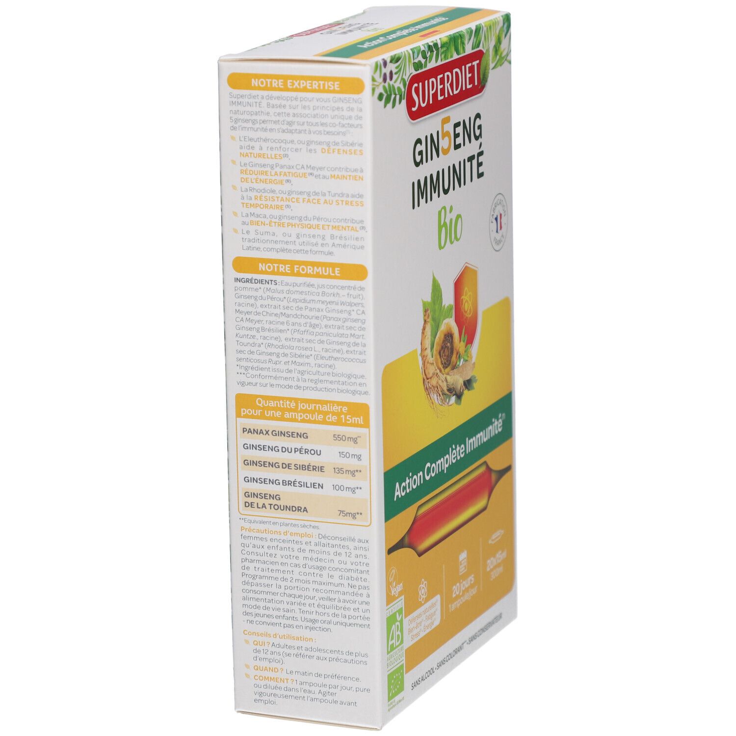 Superdiet Ginseng immunité bio vitalité