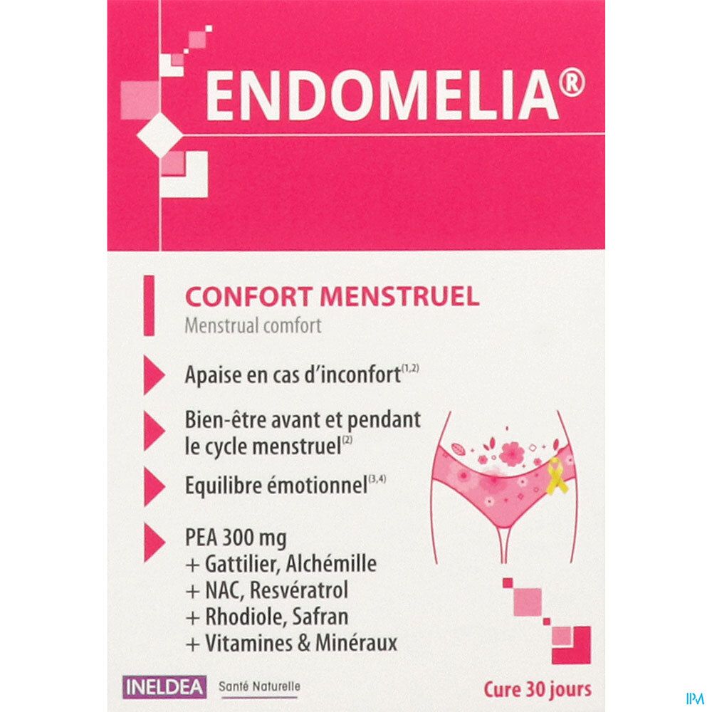 Endomelia, Gélule, complément alimentaire pour le confort menstruel, bt 60