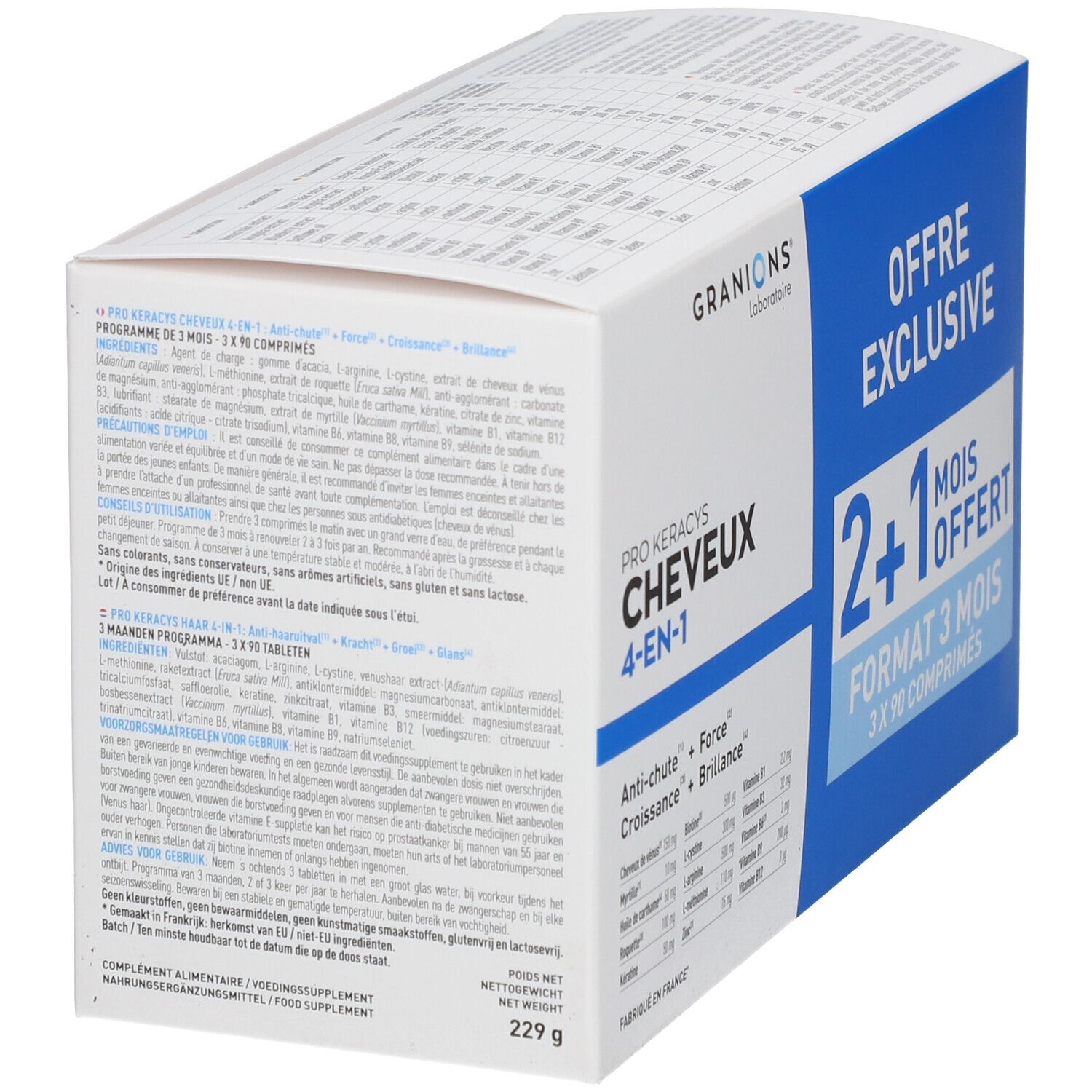 GRANIONS® Pro Keracys Cheveux 4 en 1 - 3 Mois