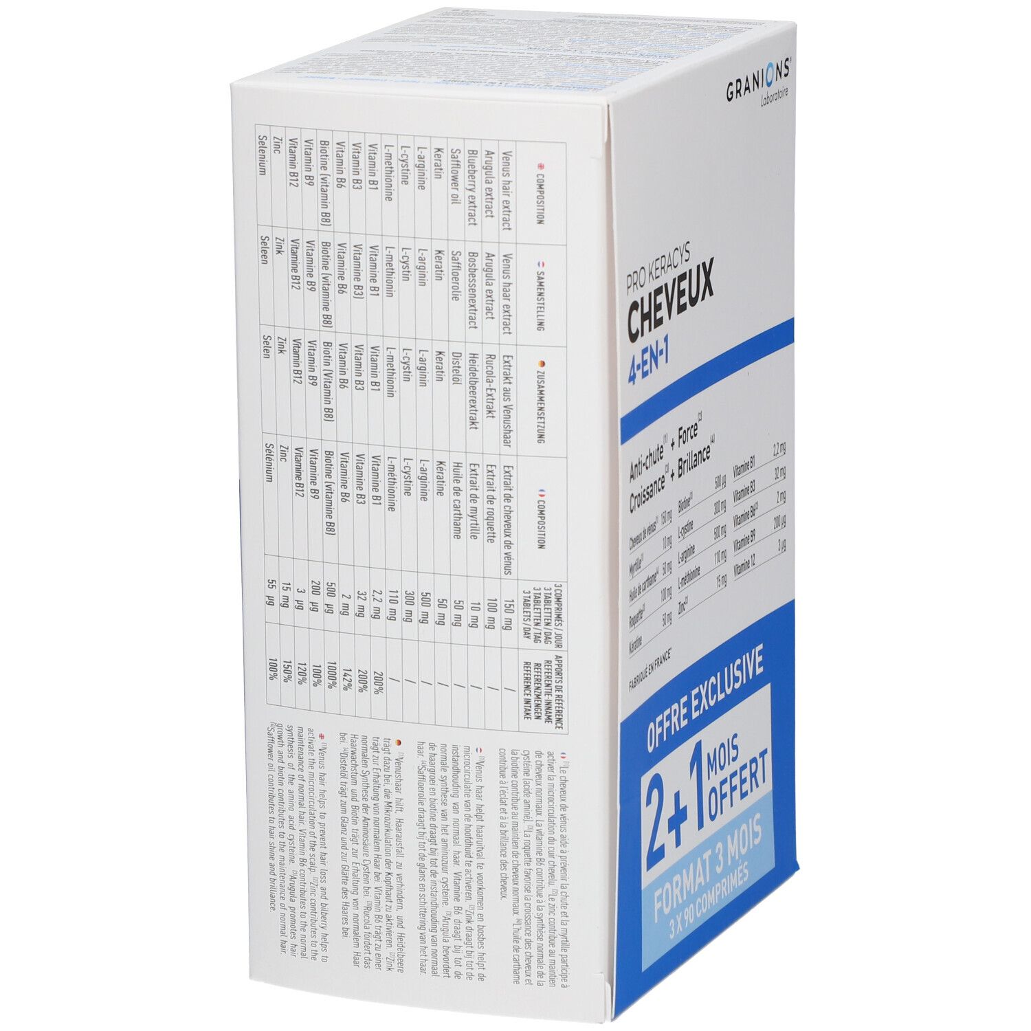 GRANIONS® Pro Keracys Cheveux 4 en 1 - 3 Mois