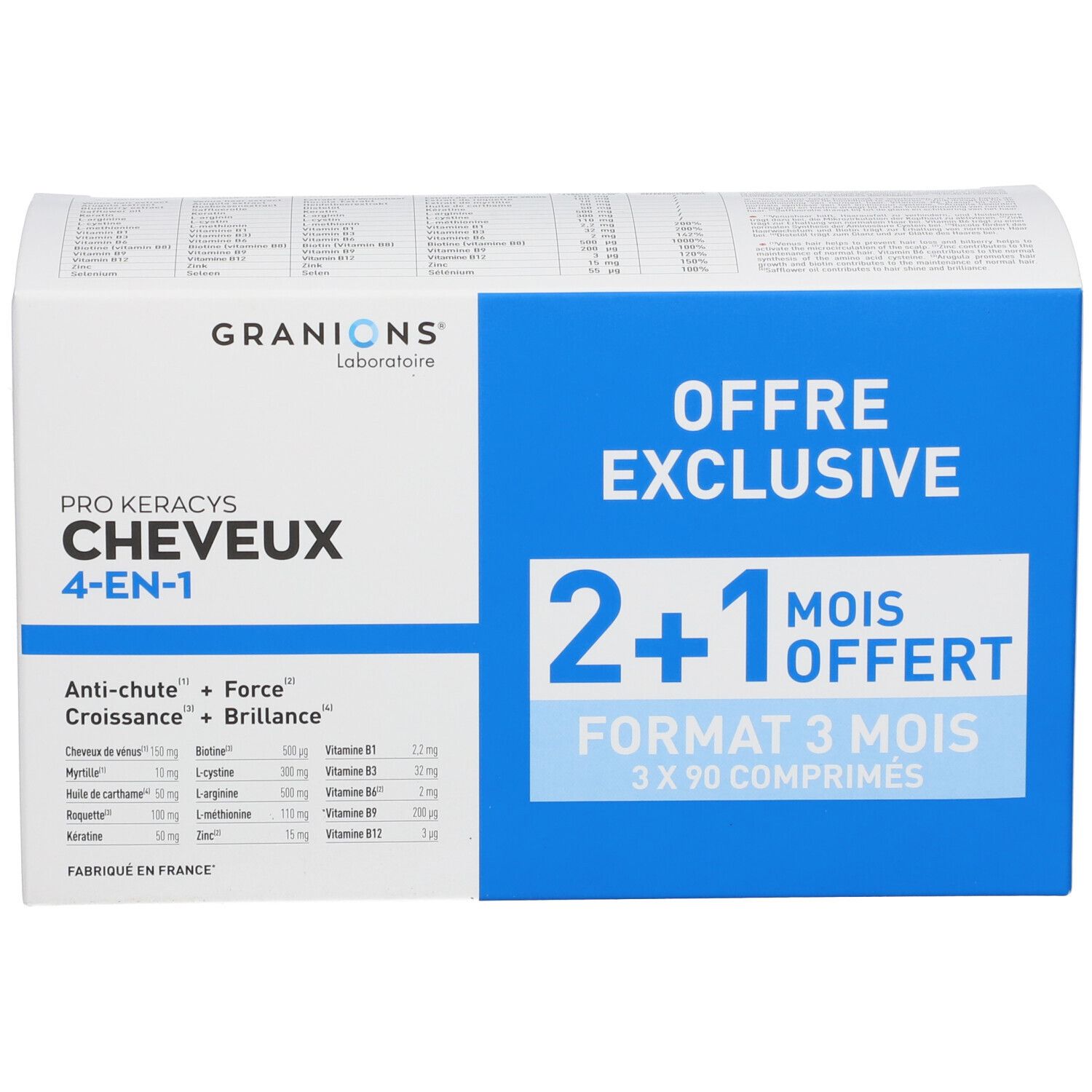 GRANIONS® Pro Keracys Cheveux 4 en 1 - 3 Mois