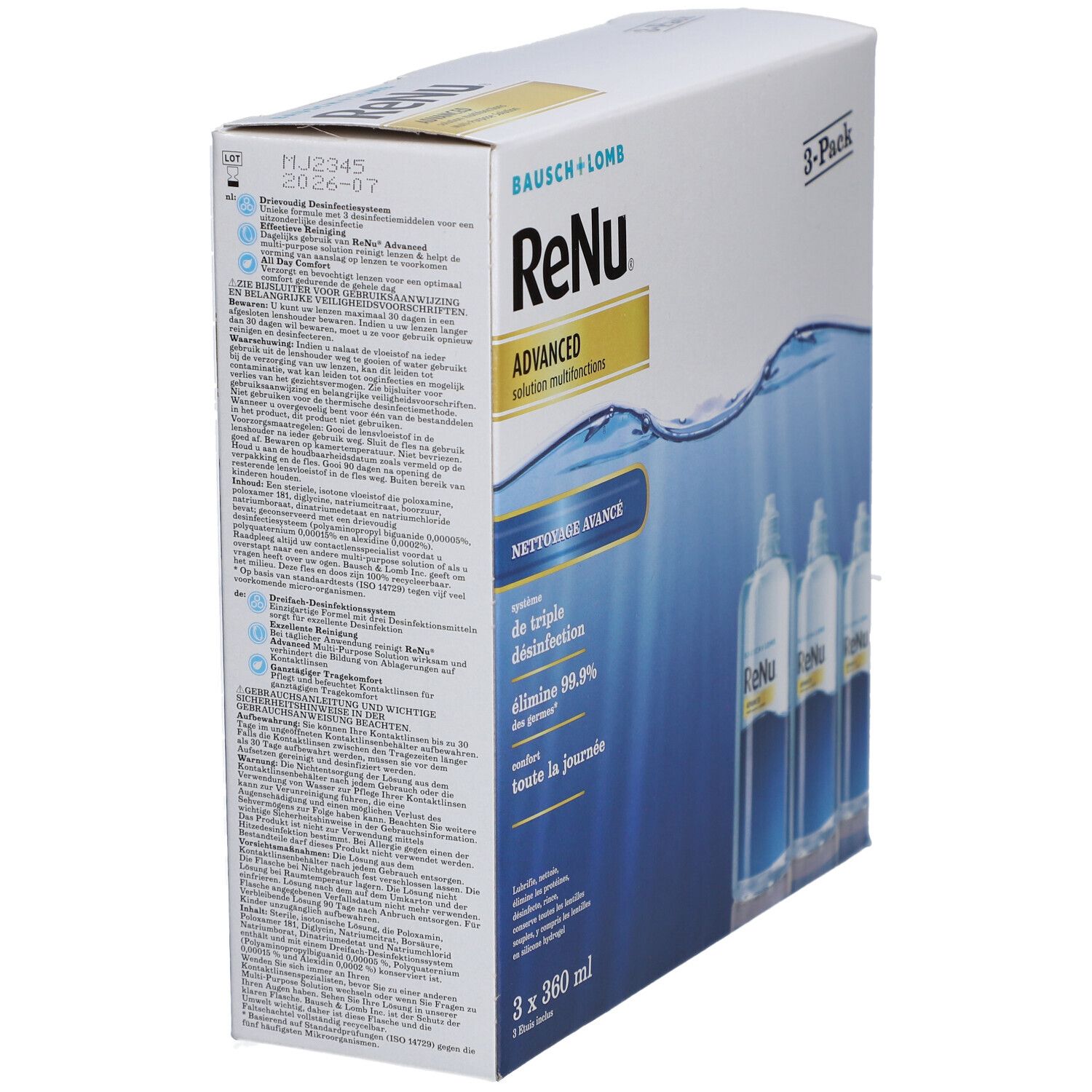 ReNu Advanced Solution Multifonctions Lentilles de Contact Souples Pack x2