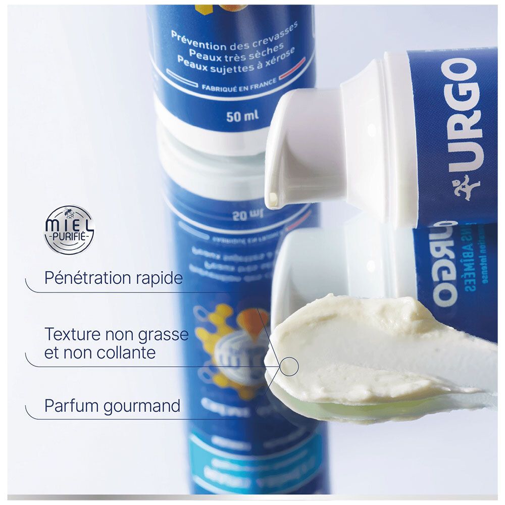 URGO Crème mains miel: Pénétration rapide, texture non grasse.