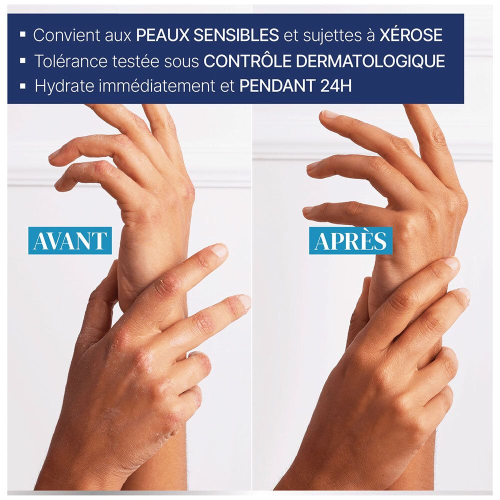 URGO Crème mains: Mains avant et après application.