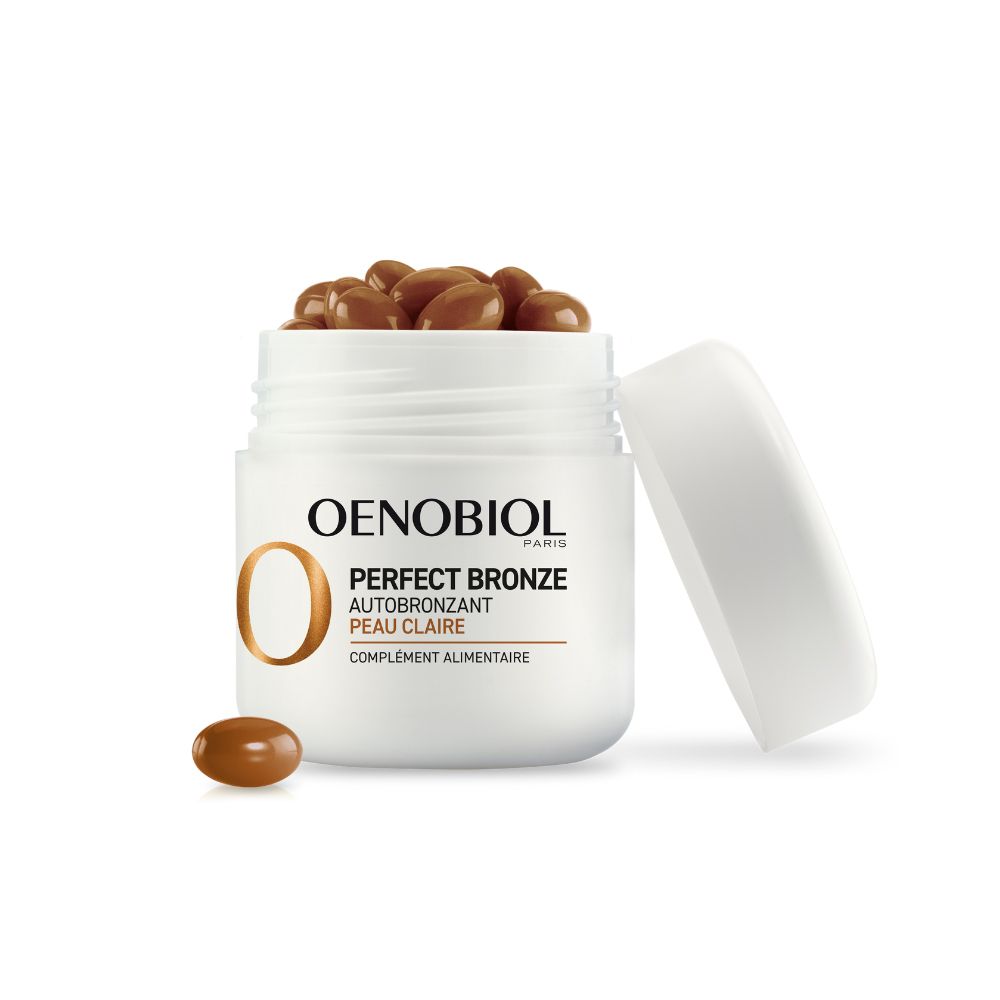 OENOBIOL PERFECT BRONZE Autobronzant Peau Claire - Efficace Dès Le 1Er Mois Sans Soleil - Concentration De 5 Pigments 100% D'Origine Végétale - Complément Alimentaire 30 Capsules - Programme 1 Mois