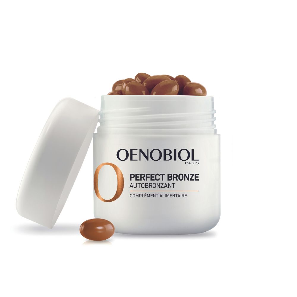 OENOBIOL PERFECT BRONZE Autobronzant - Efficace Dès Le 1Er Mois Sans Soleil - Concentration De 5 Pigments 100% D'Origine Végétale - Complément Alimentaire 30 Capsules - Programme 1 Mois