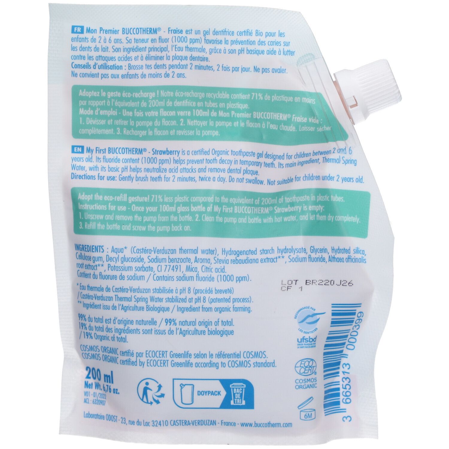 BUCCOTHERM Eco-recharge – « Mon Premier » dentifrice certifié BIO
