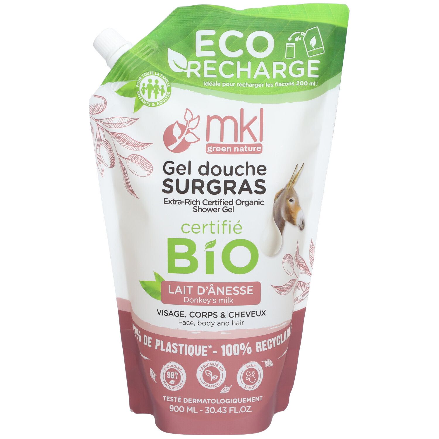 mkl ECO-RECHARGE CERTIFIÉE BIO 900ML - LAIT D'ÂNESSE