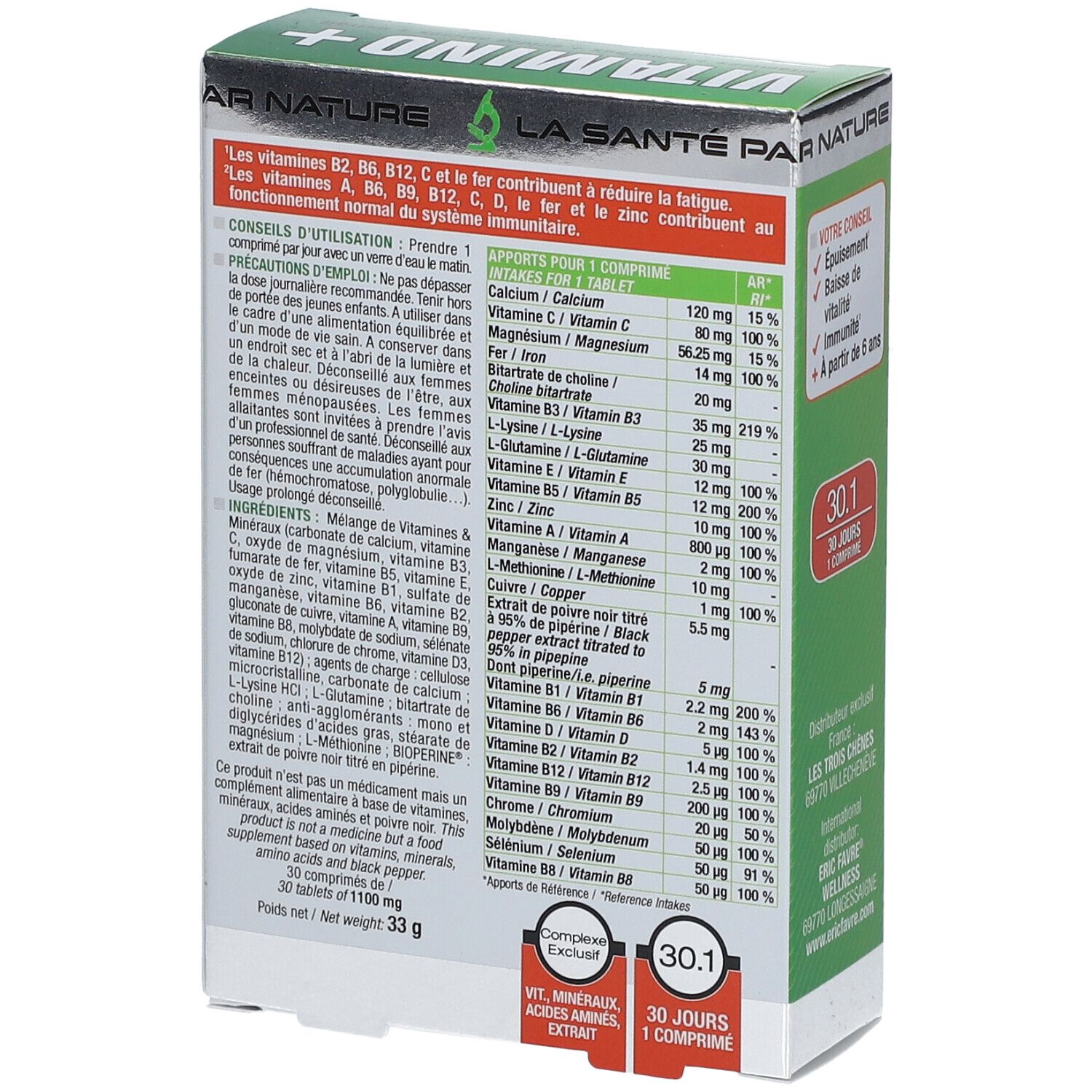 ERIC FAVRE Vitamino+ Immunité, fatigue, Multivitamines et minéraux