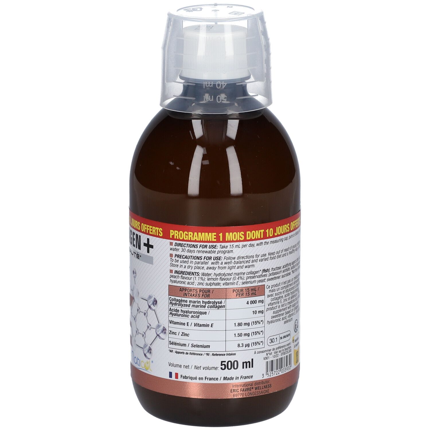 ERIC FAVRE Pure Collagen + - Formule liquide 500 ml - Format éco