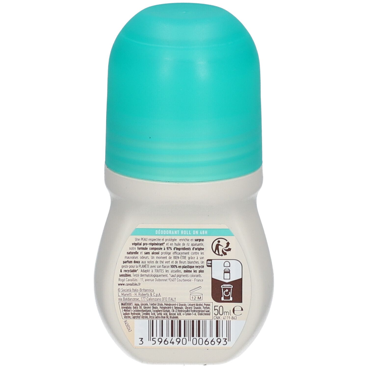 Rogé Cavaillès Dermato Deodorant Roll-on 48H – Doppelpack 2 X 50 Ml, Alkoholfrei, Mit Pflanzlichem Surgras