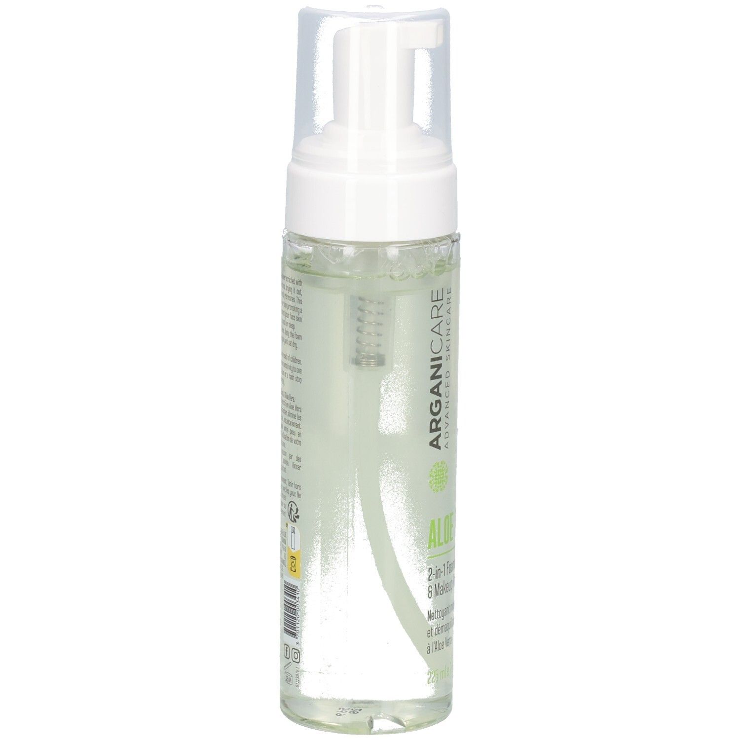 Arganicare Aloe Hydra Lotion moussante 2-en-1 & démaquillant, 225 ml.