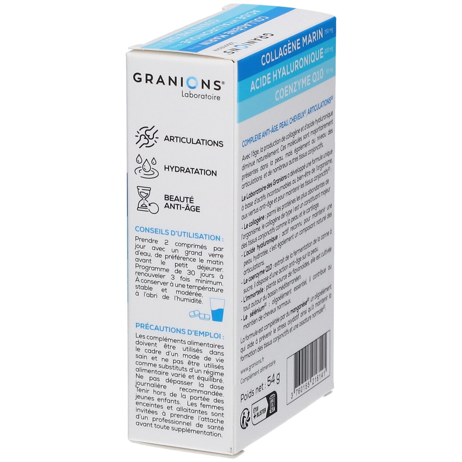 Laboratoire des GRANIONS® Complexe Collagène, Acide Hyaluronique & Coenzyme Q10