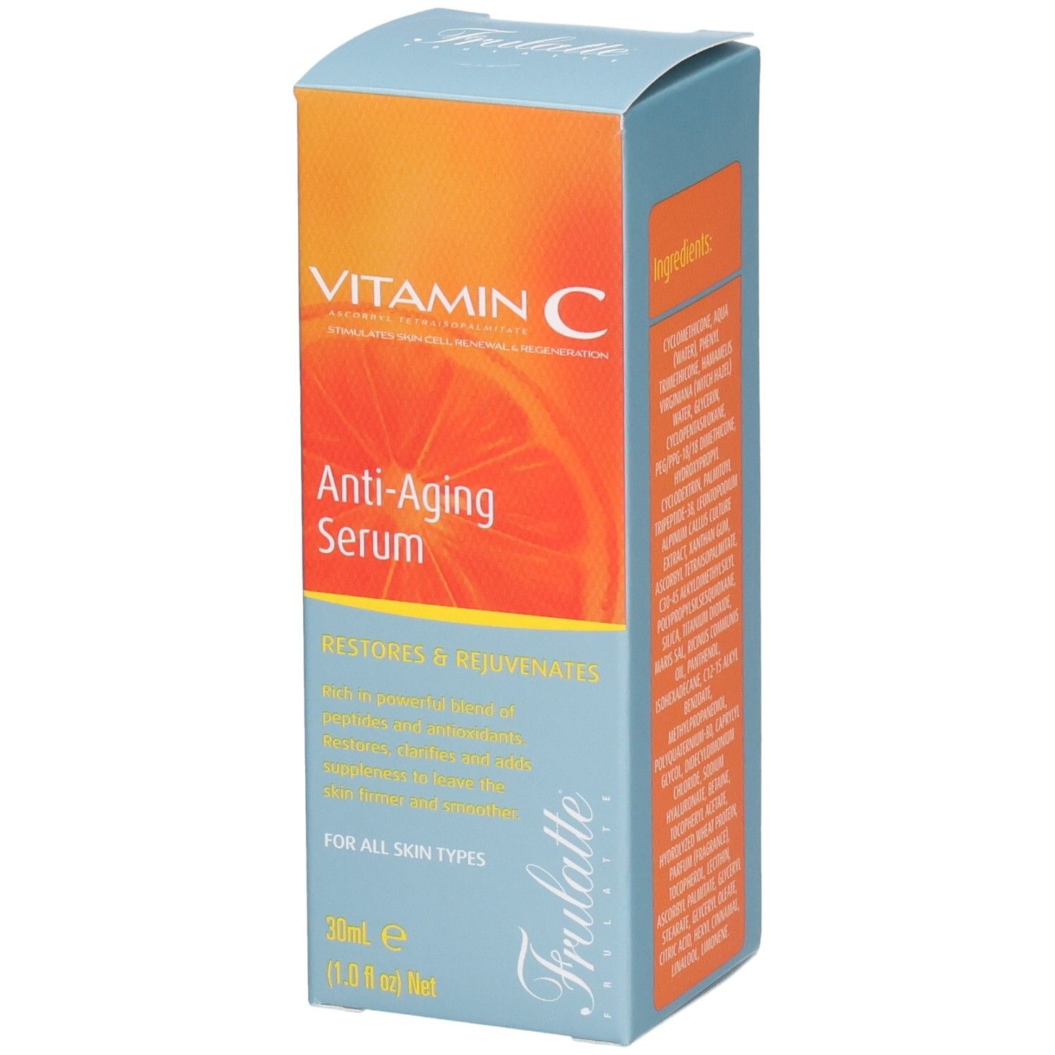 Emballage pour sérum anti-âge à la vitamine C, 30ml.