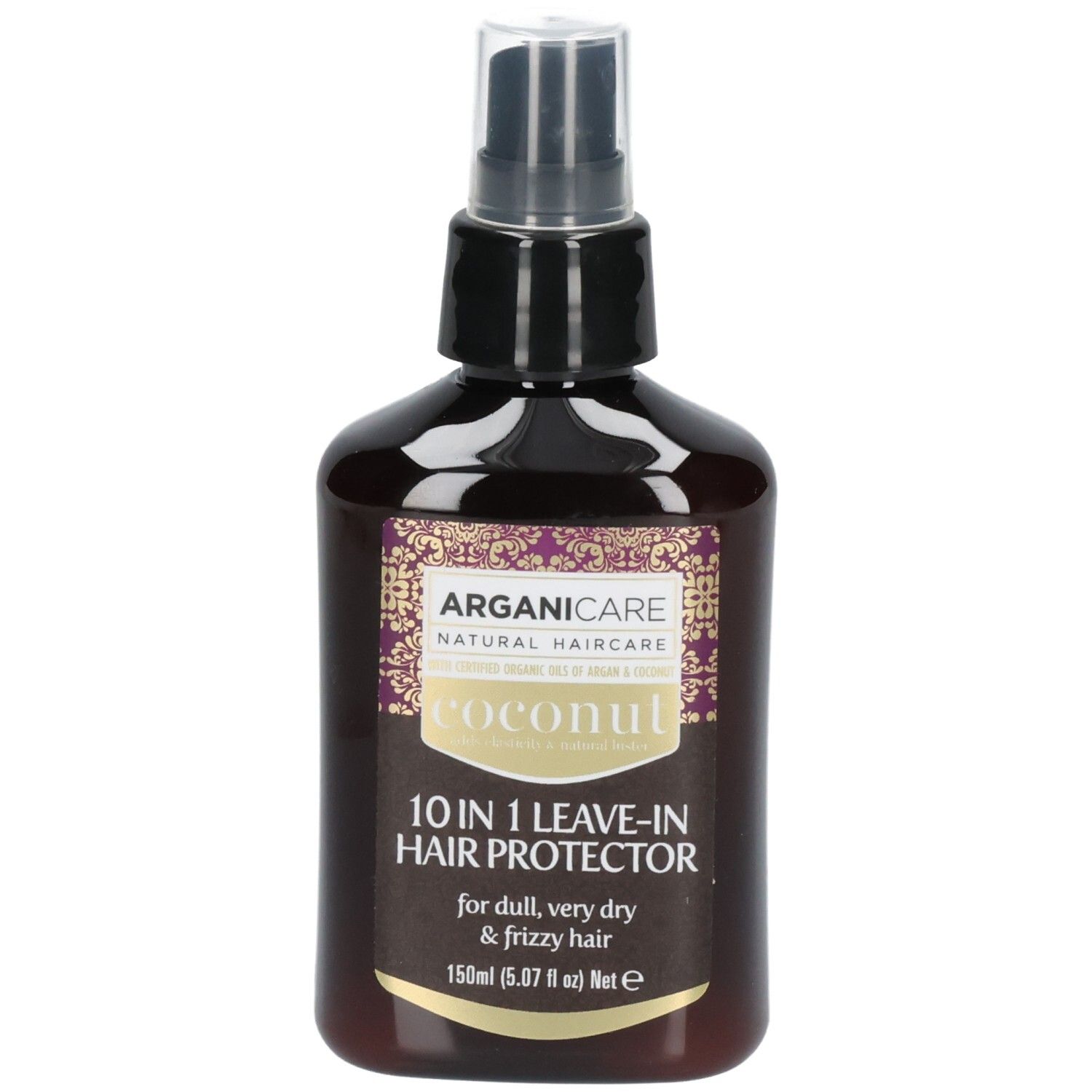 Arganicare Spray protecteur sans rinçage 10 en 1 pour cheveux ternes, très secs et frisés.
