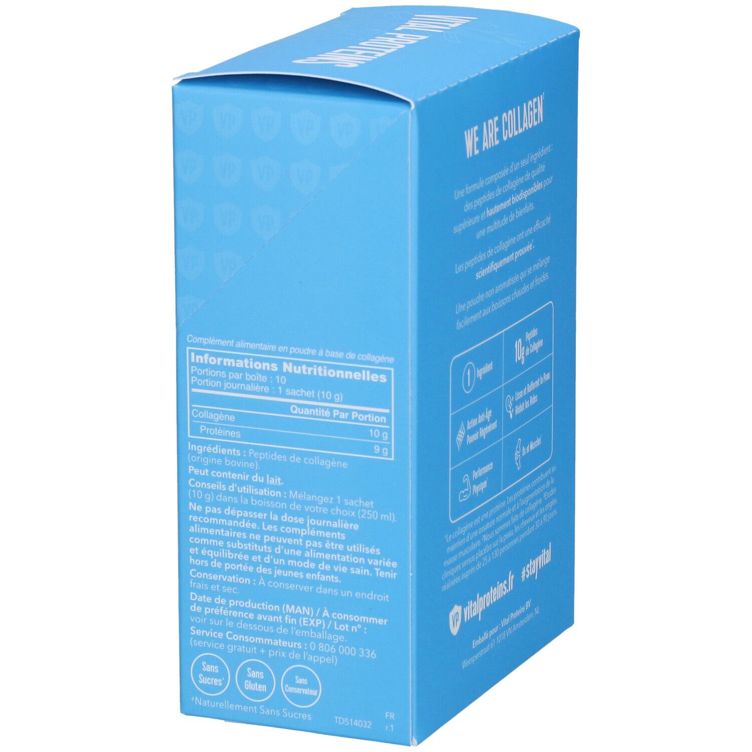 VITAL PROTEINS Collagen Peptides - Collagène Bovin, Poudre sans goût ni odeur