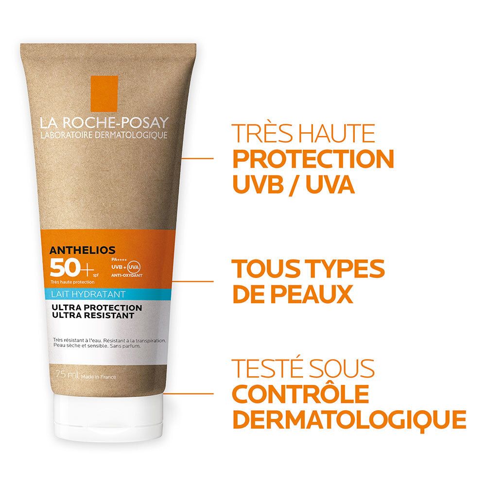 Anthelios Crème solaire en Lait Hydratant Corps spf50+ Sans Parfum 75 ml