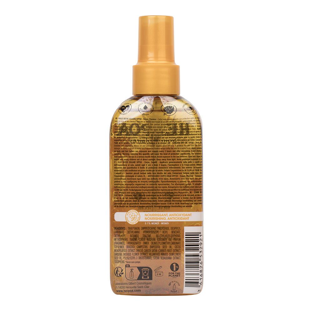 HEI POA® Huile Sèche Solaire Monoï SPF50