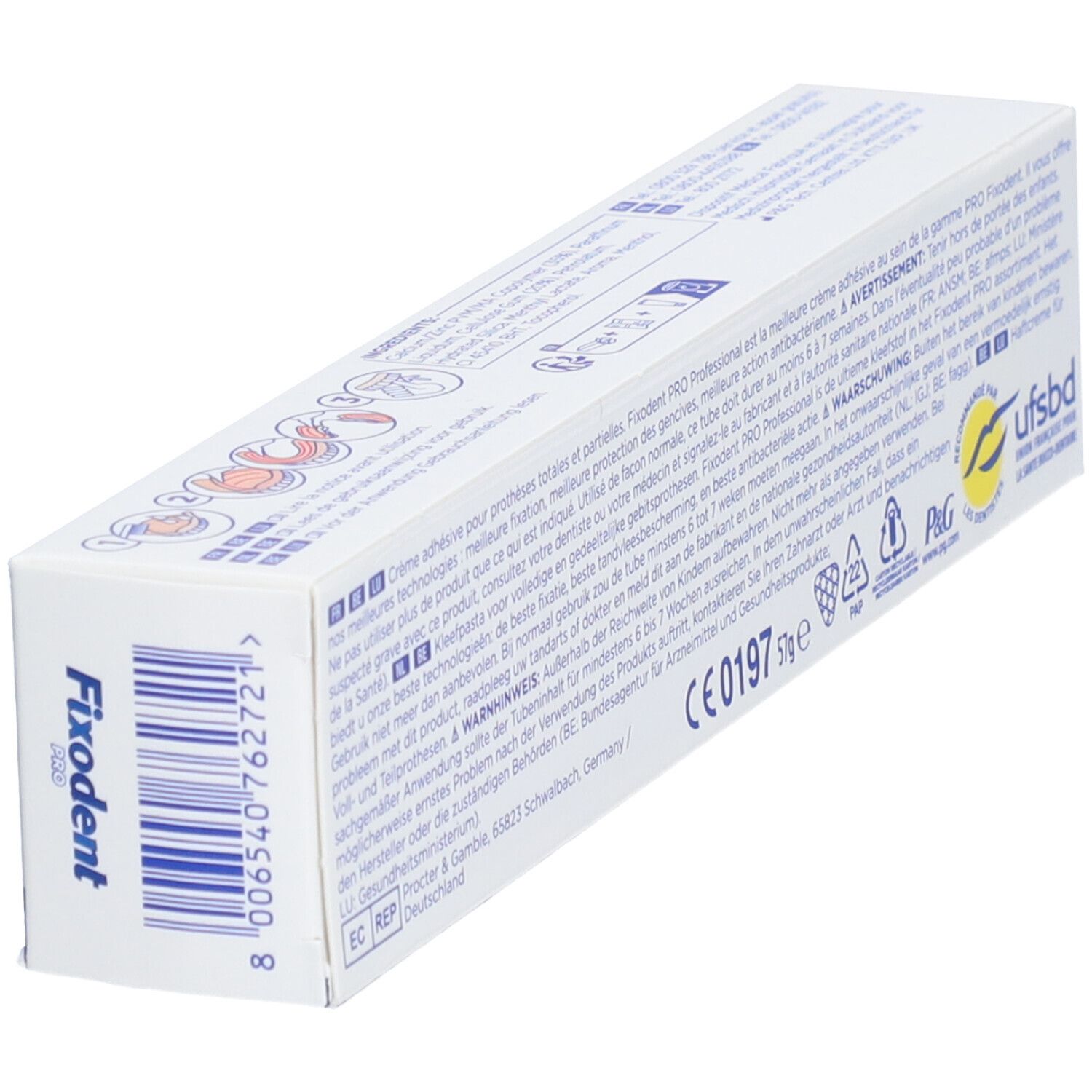 FIXODENT PRO PROFESSIONAL - Crème adhésive pour prothèse dentaire. - tube 57 g