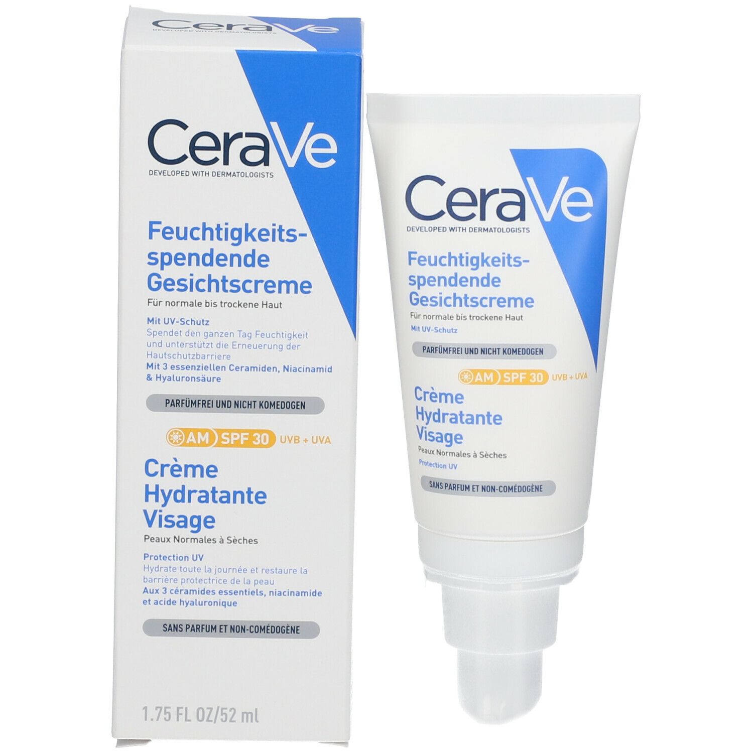 CeraVe Crème hydratante pour le visage avec FPS 30 - pour peaux normales à sèches