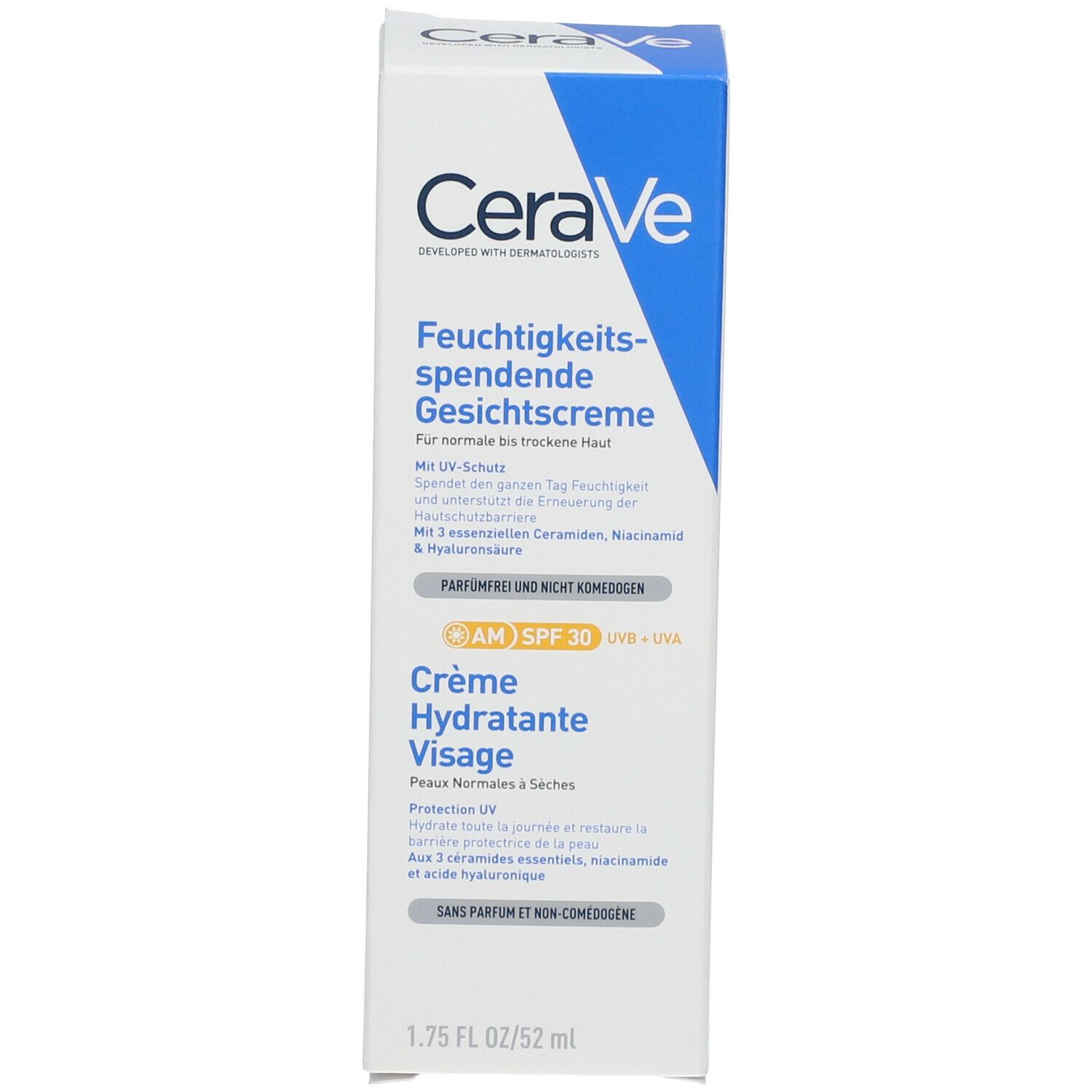 CeraVe Crème hydratante pour le visage avec FPS 30 - pour peaux normales à sèches