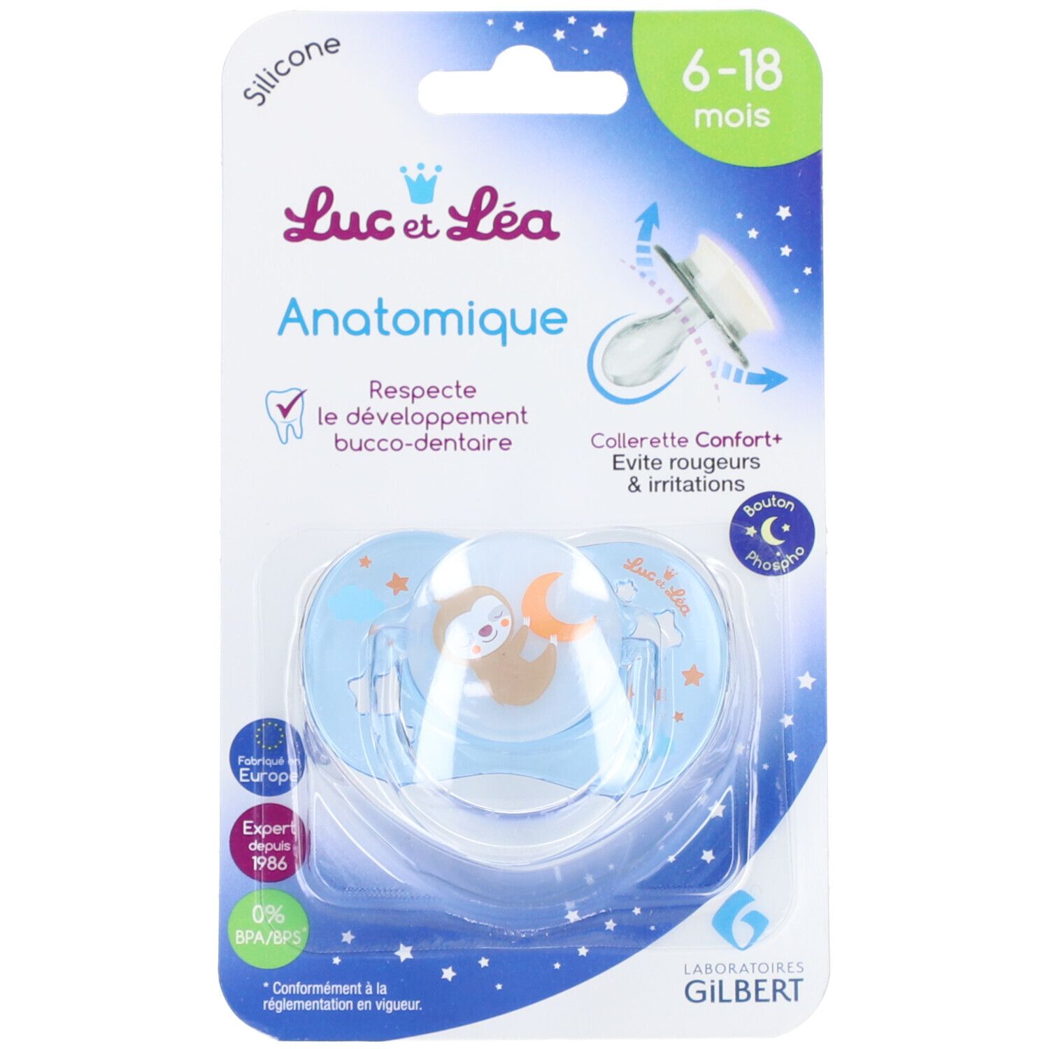 LUC ET LÉA Sucette anatomique – Paresseux 6-18 mois