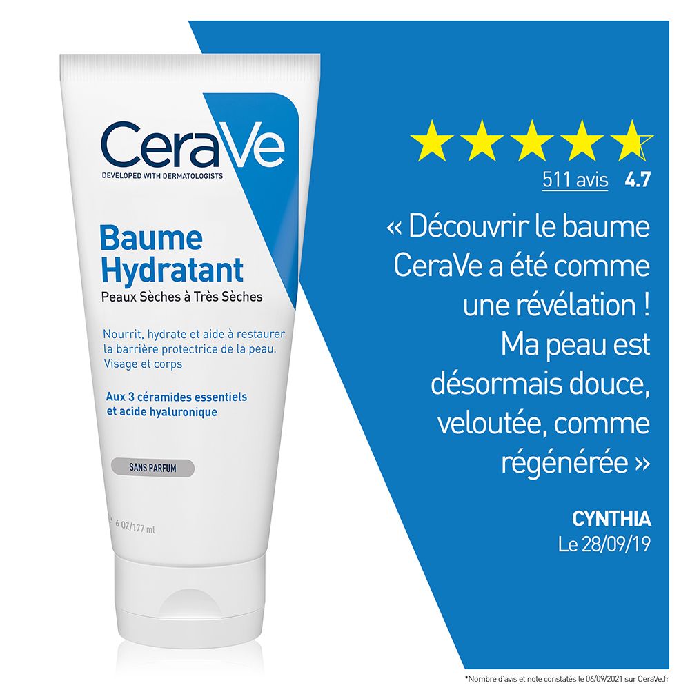CeraVa Baume Hydratant + Crème Hydratante Visage pour les peaux sèches à très sèches