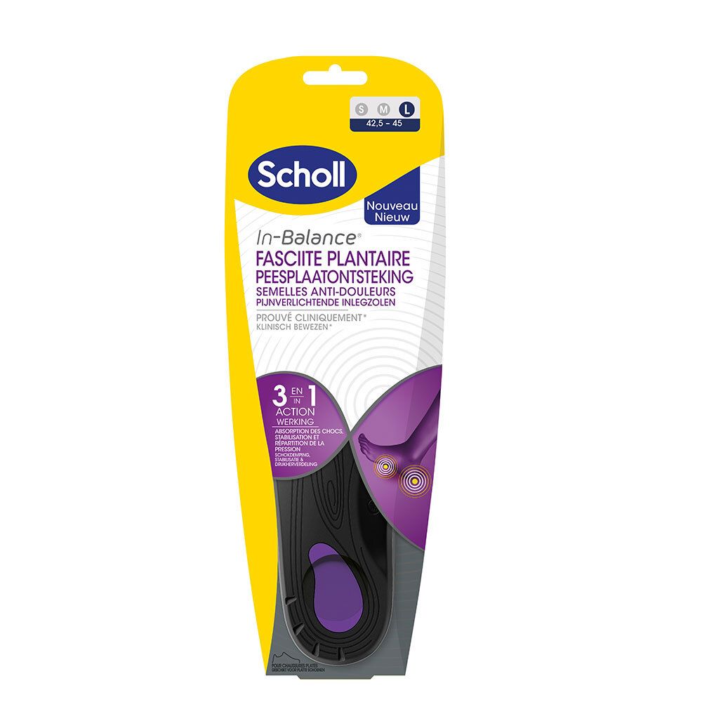 Semelles Scholl Anti-Douleurs Faciite Plantaire Taille L 42.5-45