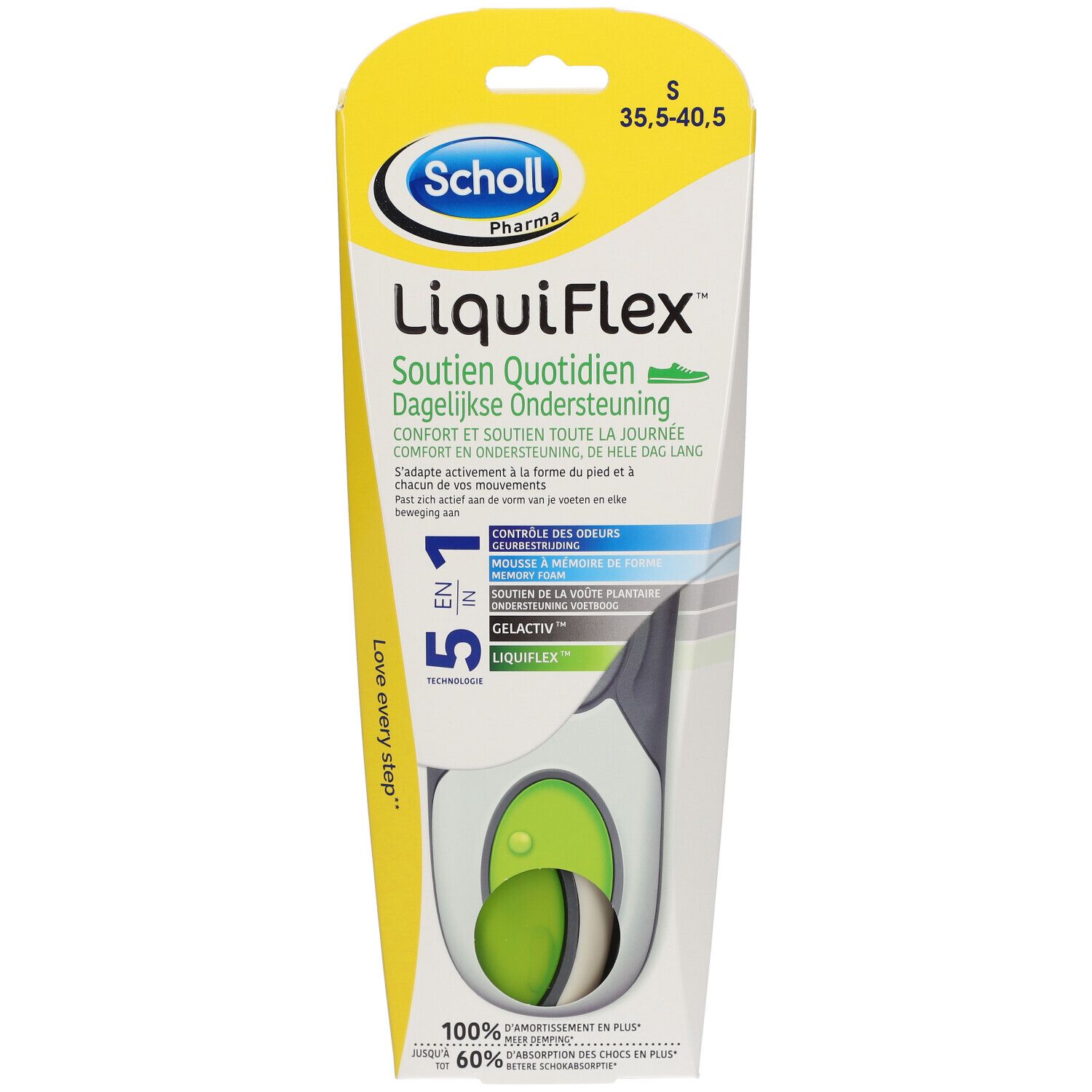 Scholl Semelles LiquiFlex Soutien Quotidien Hommes T1 35 5 40.5