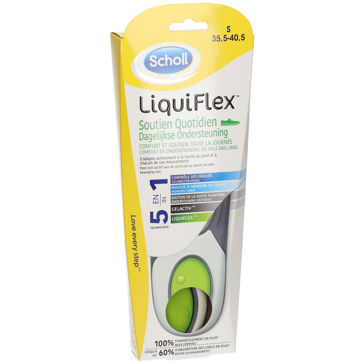 Scholl Semelles LiquiFlex Soutien Quotidien Hommes T1 35 5 40.5