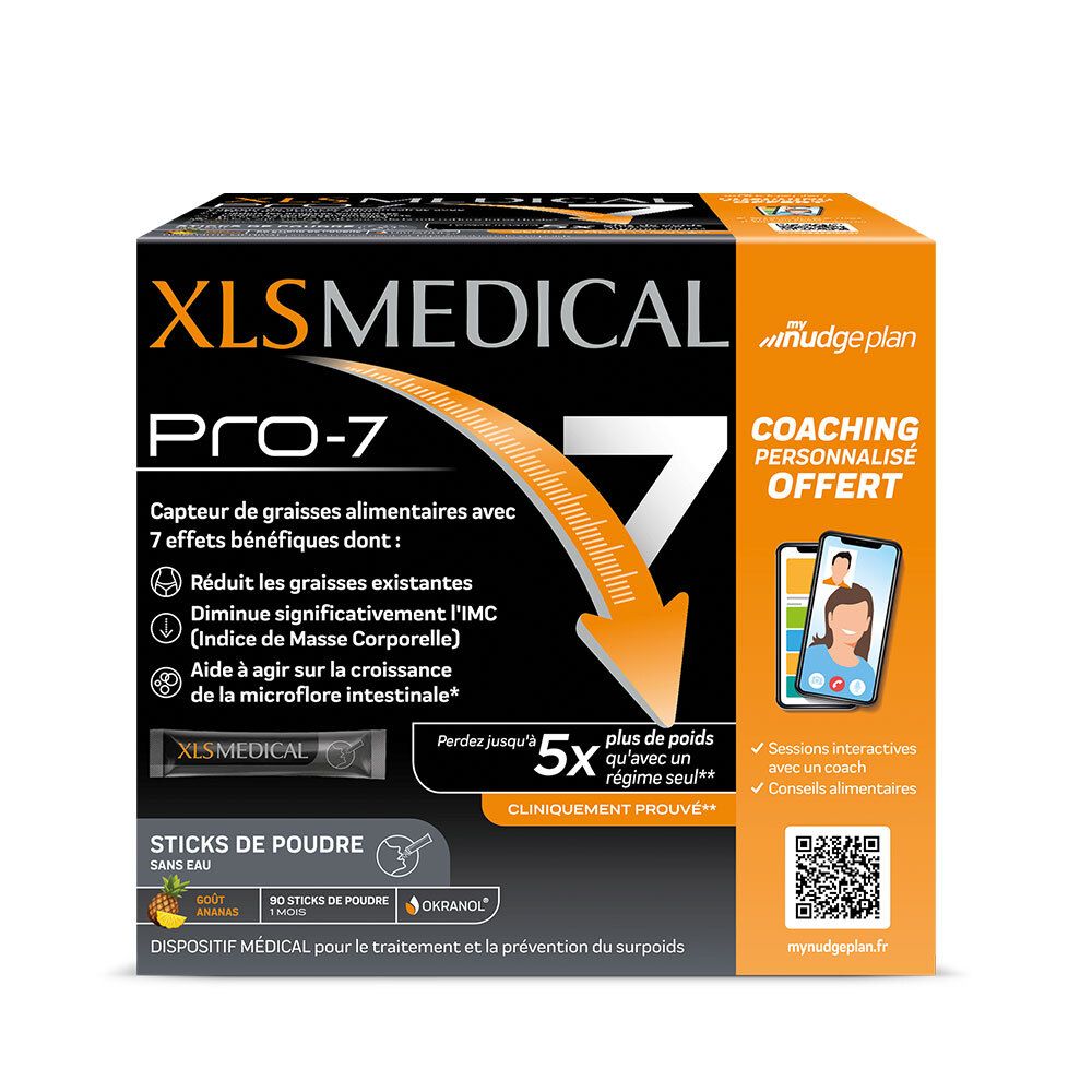 Boîte XLS MEDICAL PRO-7. 90 sticks de poudre. Coaching offert.