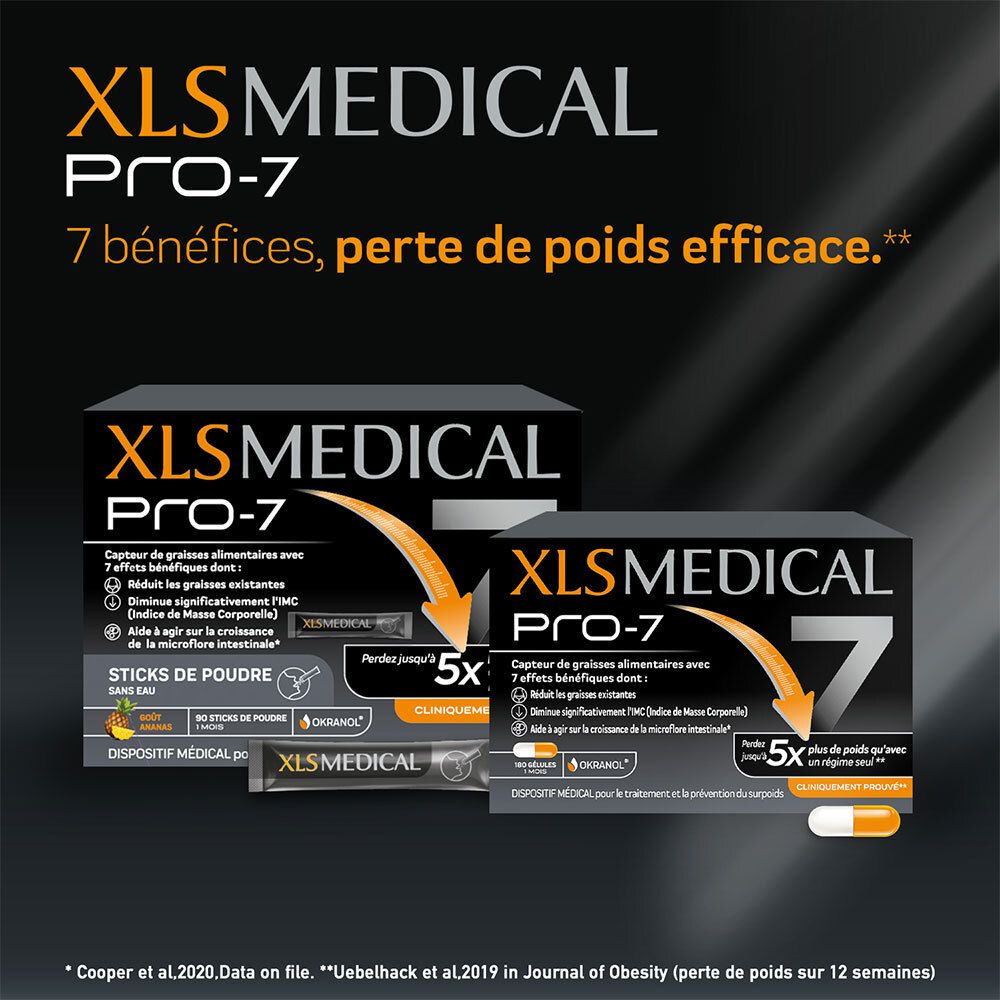 XLS MEDICAL PRO 7- Aide à la perte de poids - 180 gélules-1 mois + coaching OFFERT