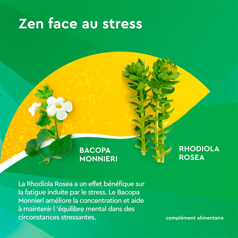 EuphytoseStress® Concentration -Stress ,difficulté de concentration - Bacopa Monnieri et Rhodiola Rosea 2 x 30 comprimés