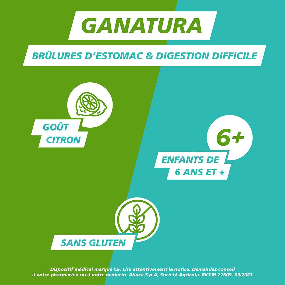 GANatura 100% Naturel Brûlures d'estomac et digestion difficile - 45 Comprimés