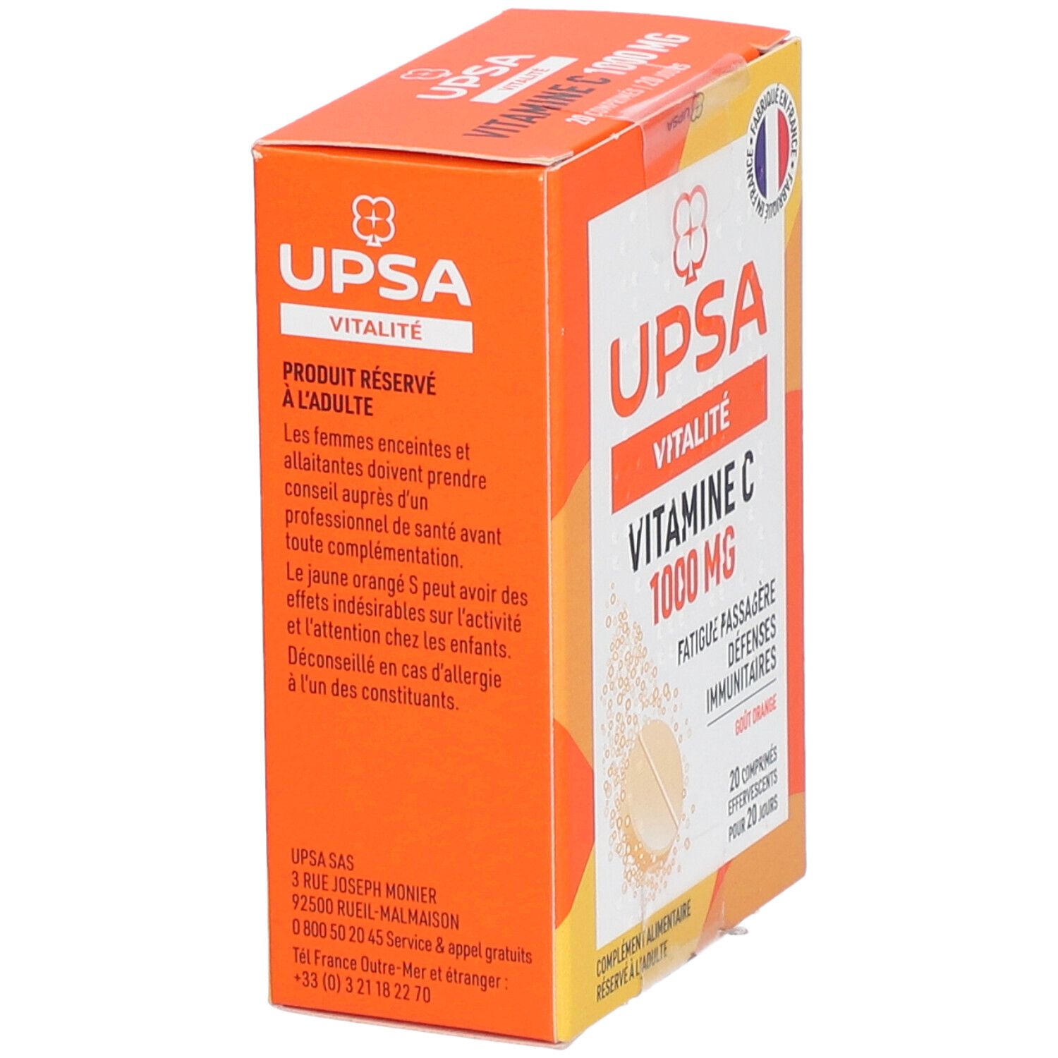 Vitamine C 1000mg UPSA - 2x10 Comprimés Effervescents Pour Adultes