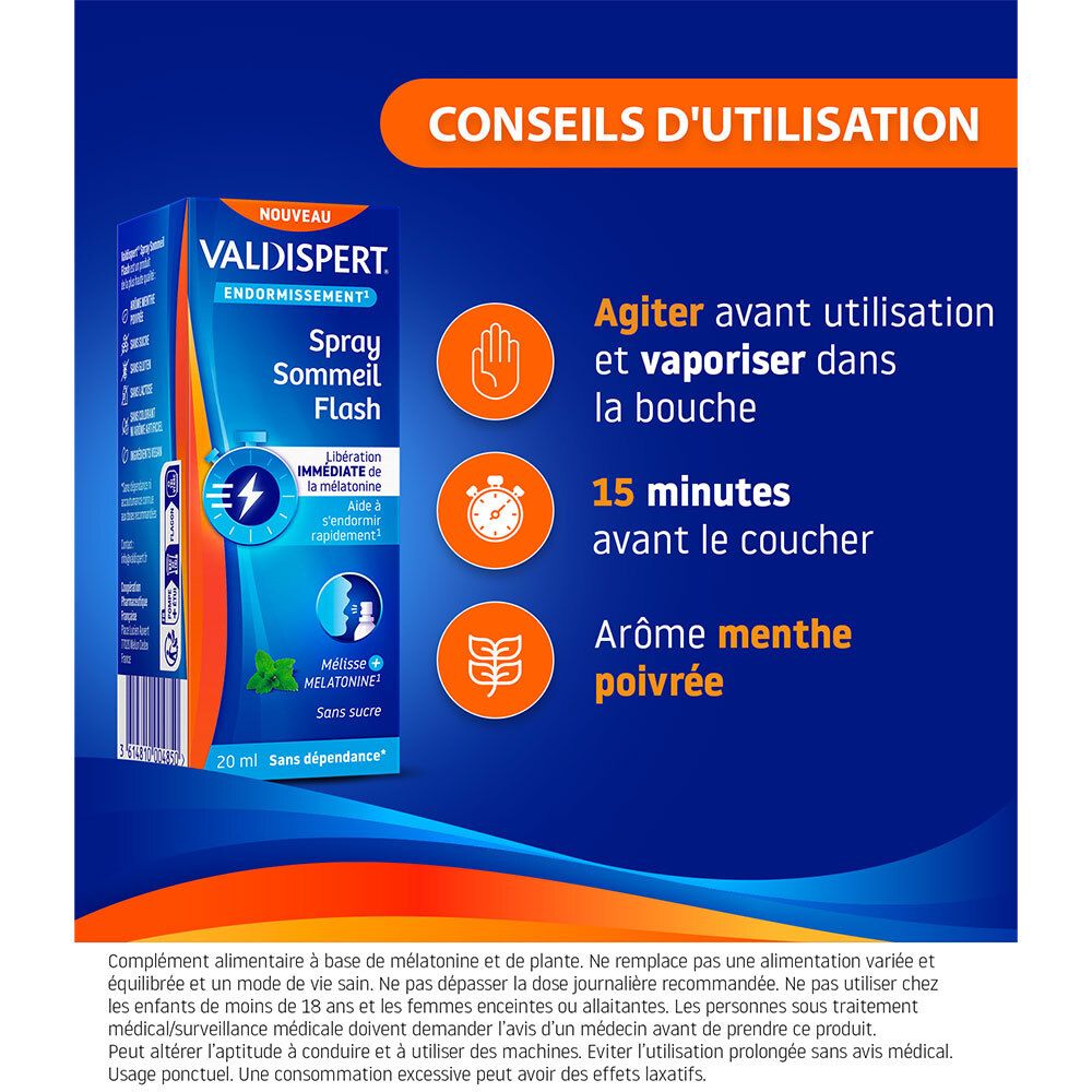 Conseils d'utilisation de Valdispert Spray Sommeil Flash.