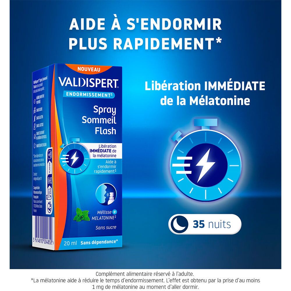 Valdispert Spray Sommeil Flash. Aide à s'endormir plus rapidement.