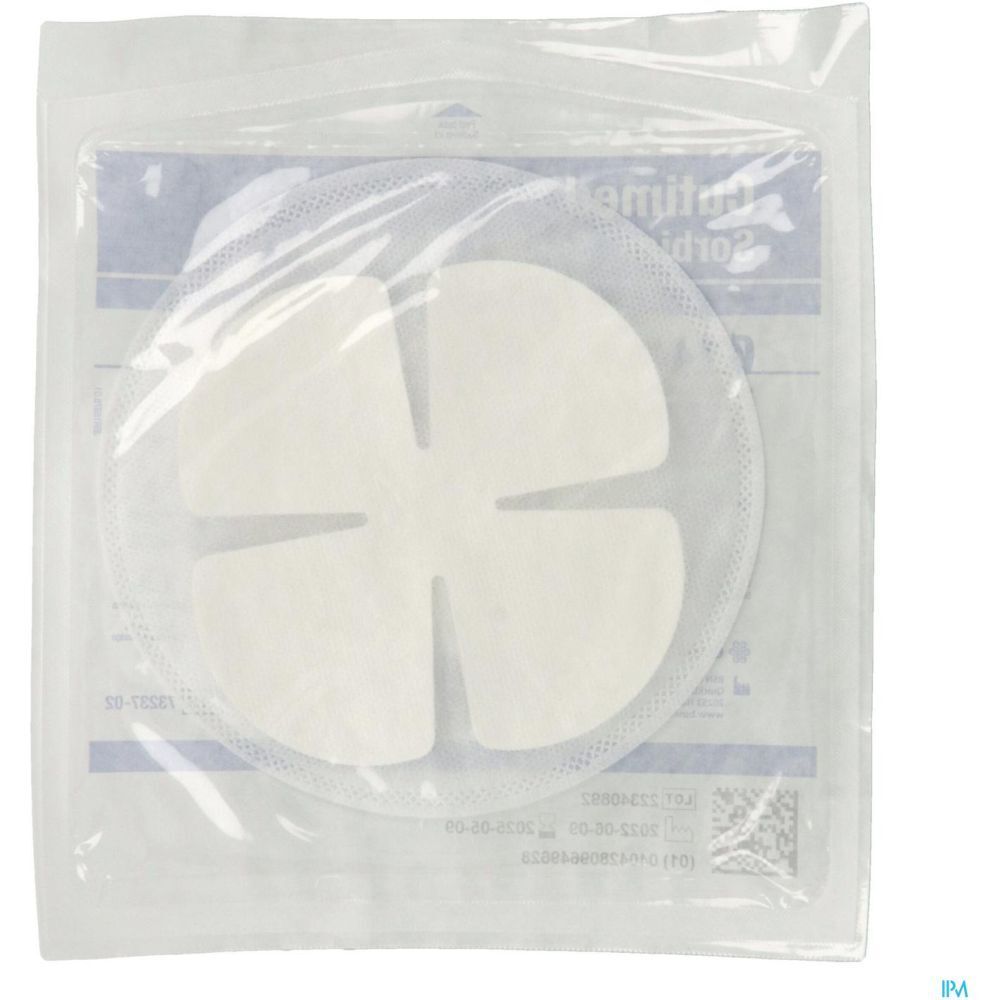 Cutimed® Sobion® Sachet Multi Star, pansement rond. Emballé individuellement. Visible : design cruciforme, diamètre environ 14 cm.