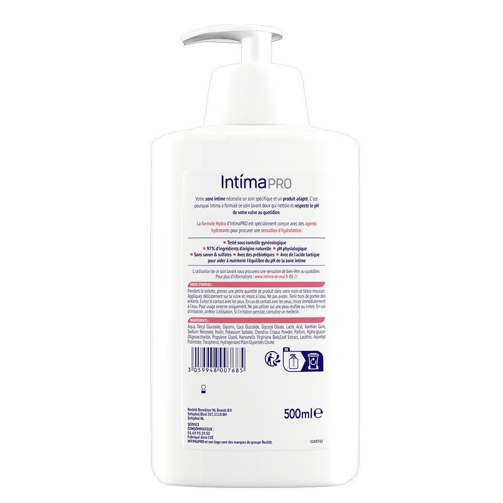 SOIN LAVANT QUOTIDIEN HYDRA 500ML INTIMA PRO