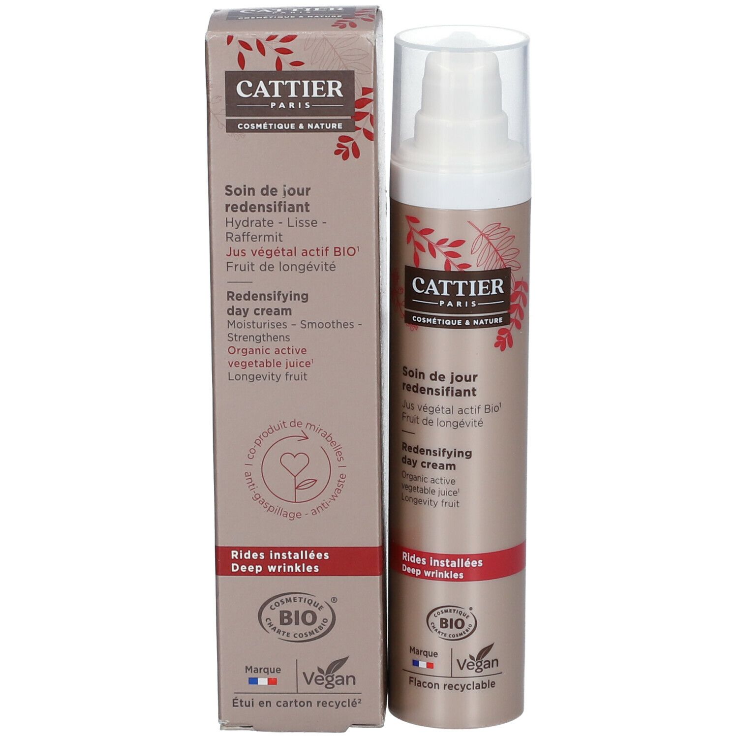 CATTIER Soin de jour redensifiant - Rides installées - Fruit de longévité - 50ml