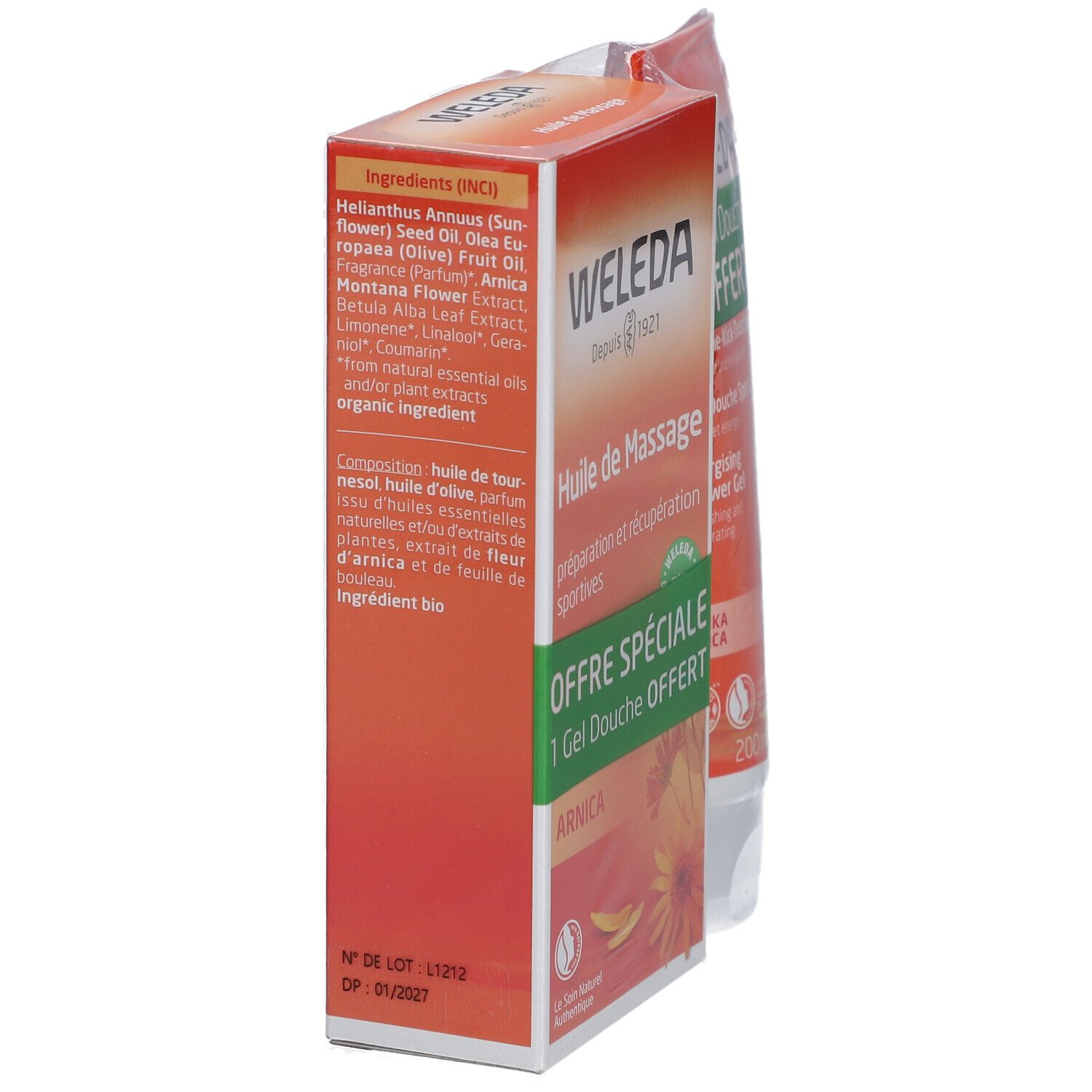 Weleda Huile de Massage à l'Arnica 200 ml + Gel Douche Sport à l'Arnica