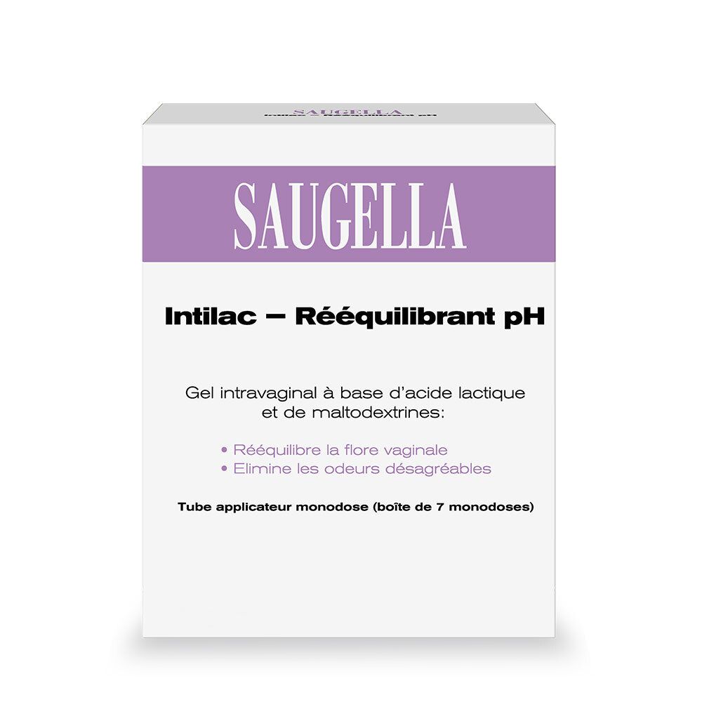 Saugella Intilac - Gel vaginal -  Rééquilibrant pH, Rééquilibre Immédiat de la Flore Vaginale et Soutien des Lactobacilles, élimine les mauvaises odeurs - Boite de 7 tubes Applicateurs - Monodoses