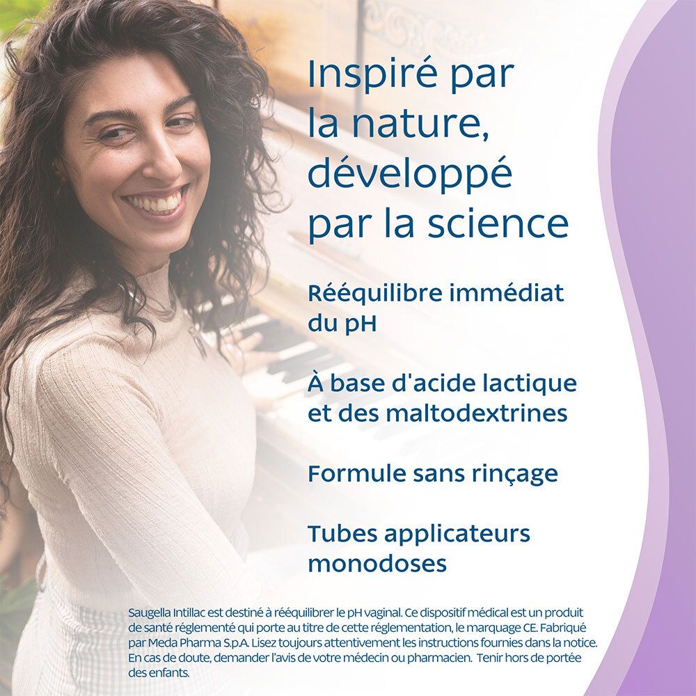 Saugella Intilac - Gel vaginal -  Rééquilibrant pH, Rééquilibre Immédiat de la Flore Vaginale et Soutien des Lactobacilles, élimine les mauvaises odeurs - Boite de 7 tubes Applicateurs - Monodoses